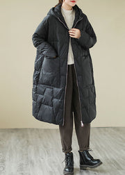 Eng anliegende schwarze, lose Taschen, Parka mit feiner Baumwolle, Winter