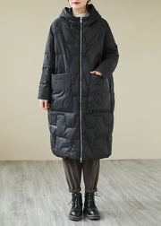 Eng anliegende schwarze, lose Taschen, Parka mit feiner Baumwolle, Winter