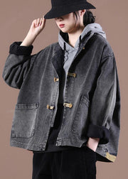 Fitted Gray Pockets Coats - bagstylebliss