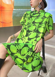 Fitted Green Print Oriental Dress Summer - bagstylebliss