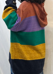 Ausgestattete Regenbogen-Kapuzenkordelzug Gestreifte Herbst-Strickpullover