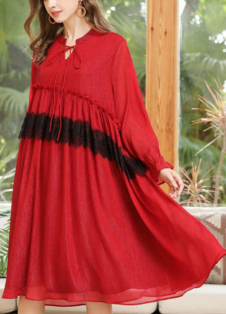 Fitted Red Cinched Chiffon A Line Skirts Summer Long Dresses - bagstylebliss
