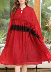 Fitted Red Cinched Chiffon A Line Skirts Summer Long Dresses - bagstylebliss