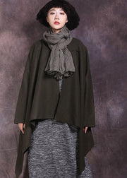 Fitted Tea Green Asymmetrical Solid Coat Spring