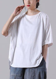 Fitted White Half Sleeve Cotton Summer Tops - bagstylebliss
