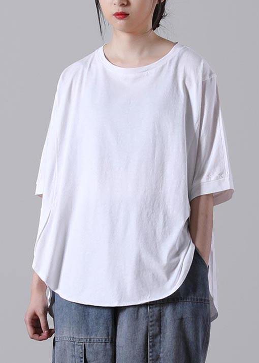 Fitted White Half Sleeve Cotton Summer Tops - bagstylebliss