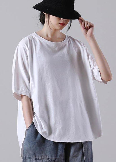 Fitted White Half Sleeve Cotton Summer Tops - bagstylebliss