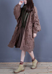 For Spring fall knitwear oversized khaki side open - bagstylebliss