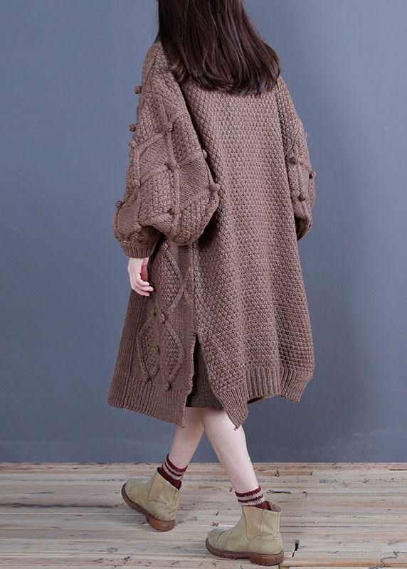 For Spring fall knitwear oversized khaki side open - bagstylebliss