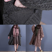 For Spring fall knitwear oversized khaki side open - bagstylebliss