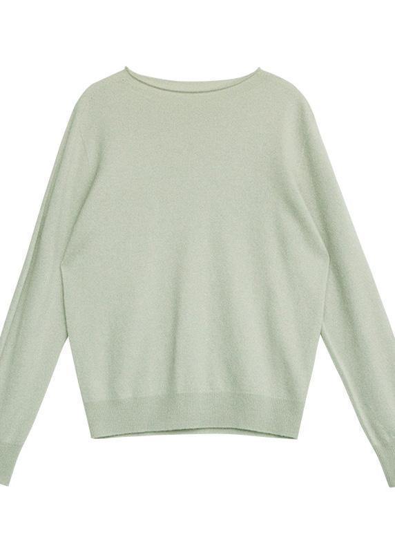 For Spring light green top o neck long sleeve knitted blouse - bagstylebliss