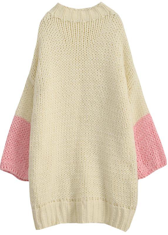 For Spring o neck Batwing Sleeve Sweater dress outfit Classy beige Funny knitwear - bagstylebliss