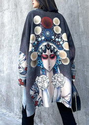 For Work Peking Opera Face Clothes O Neck Trendy Plus Size Knit Sweat Tops - bagstylebliss