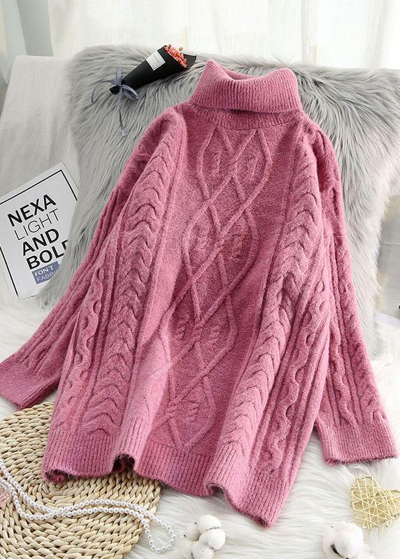 For Work high neck beige knitwear plus size spring knitted pullover - bagstylebliss