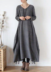 For Work o neck asymmetric Sweater dress outfit gray Funny knitted fall - bagstylebliss
