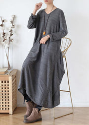 For Work o neck asymmetric Sweater dress outfit gray Funny knitted fall - bagstylebliss