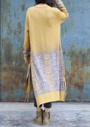 For Work side open Sweater o neck weather Classy yellow Jacquard Hipster sweater dress - bagstylebliss