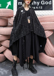 For fall blended outwear trendy plus size black asymmetric cardigan - bagstylebliss
