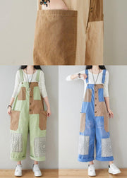 French Baby Blue Patchwork Jeans Jumpsuit Women - bagstylebliss