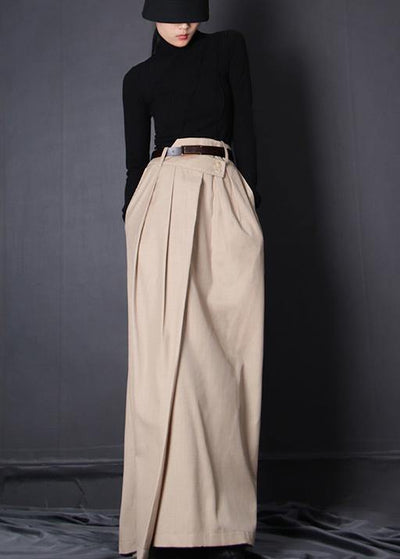 French Beige asymmetrical design Patchwork Skirt Summer - bagstylebliss