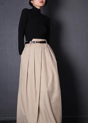 French Beige asymmetrical design Patchwork Skirt Summer - bagstylebliss