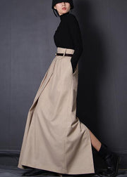 French Beige asymmetrical design Patchwork Skirt Summer - bagstylebliss