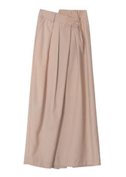 French Beige asymmetrical design Patchwork Skirt Summer - bagstylebliss