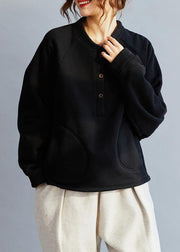 French Black  Cotton  Tops Women Blouses O Neck  Art Spring blouse - bagstylebliss