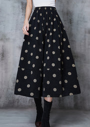 French Black Dot Exra Large Hem Cotton Skirt Spring