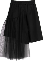French Black Patchwork Tulle Skirt Pants Skirt