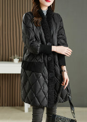 French Black PocketsTeddy Faux Fur Patchwork Duck Down Parka Winter