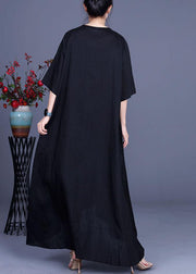 French Black V Neck asymmetrical design Dresses Summer - bagstylebliss