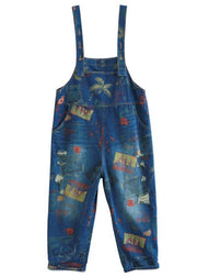 French Blue High Waist Retro Hole Summer Carpenter Pants - bagstylebliss