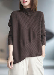 French Chocolate asymmetrisches Design Dicker Herbstpullover