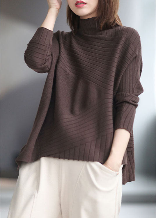 French Chocolate asymmetrisches Design Dicker Herbstpullover