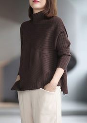 French Chocolate asymmetrisches Design Dicker Herbstpullover