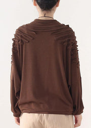 French Chocolate long Sleeve Fall Sweater Top - bagstylebliss