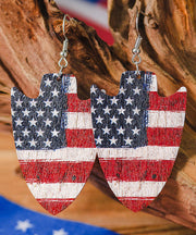 French Independence Day print Wood Material Silver Earrings Jewelry For Women