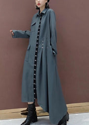 French Lapel Asymmetric Spring Tunic Design Gray Dress - bagstylebliss