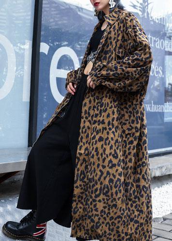 French Leopard Plus Size trench coat Gifts zippered fall coat - bagstylebliss