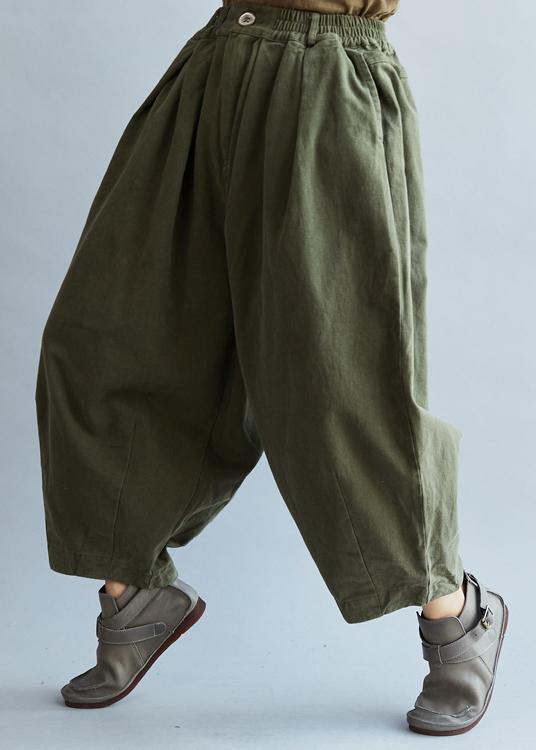 French Loose trousers vintage Arm Green Inspiration Elastic Waist wild pants - bagstylebliss