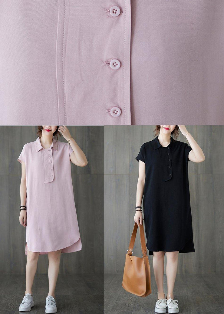 French Pink Peter Pan Collar Cotton Summer Robe Dresses - bagstylebliss