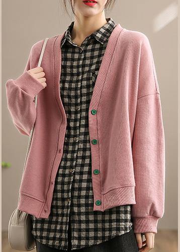 French Pink Top Quality Clothes For Women Shape V Neck Button Down Spring coats - bagstylebliss
