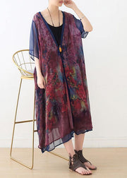 French Print Batwing Sleeve Long Cardigan - bagstylebliss