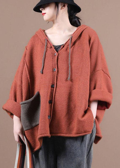 French Red Pockets Casual Sweater Coat - bagstylebliss