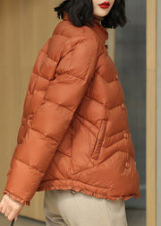 French Rust Stand Collar Patchwork Duck Down Down Coats Winter