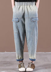 French Spring Wide Leg Pants Unique Blue Work Pant - bagstylebliss