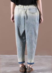 French Spring Wide Leg Pants Unique Blue Work Pant - bagstylebliss
