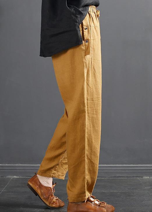 French Spring Wide Leg Pants Unique Yellow Inspiration Elastic Waist Wild Pants - bagstylebliss