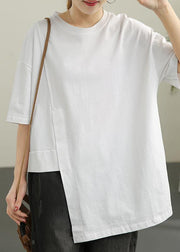 French White O-Neck Cotton Summer Top - bagstylebliss